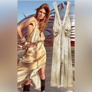 ZARA Satin Printed Maxi Dress size medium